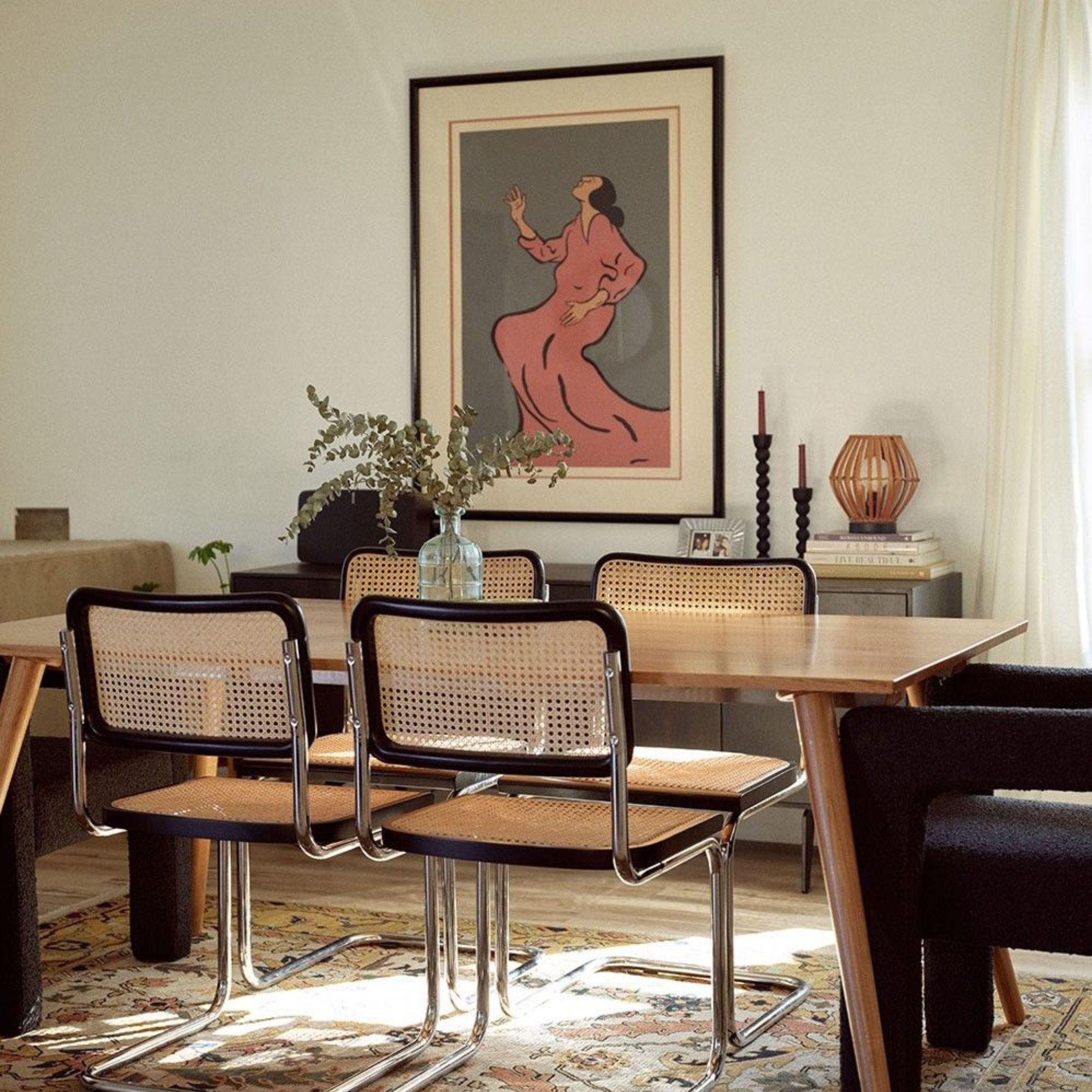 Estilo vintage com influências do estilo mid-century modern.