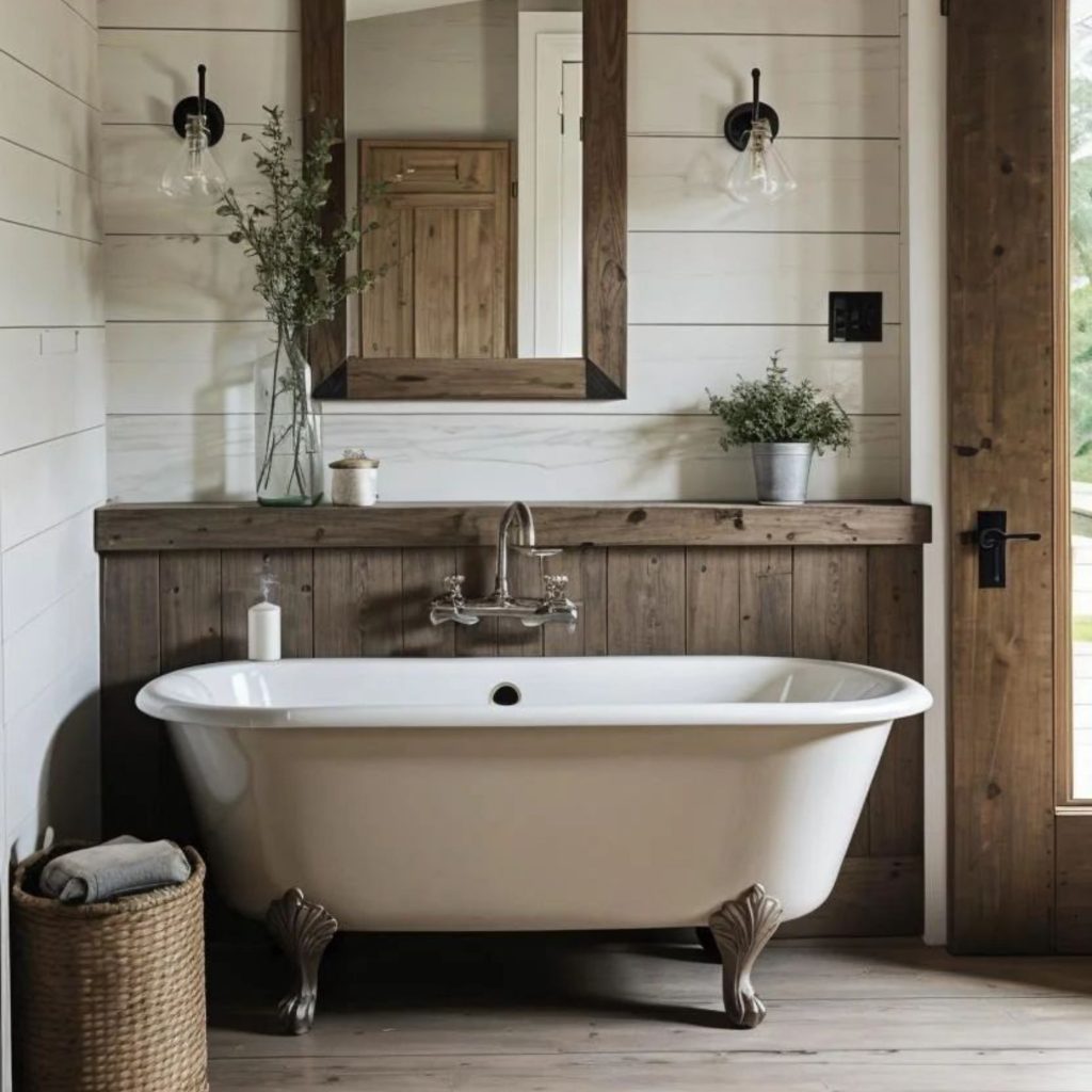 Casa de banho com uma banheira clawfoot.