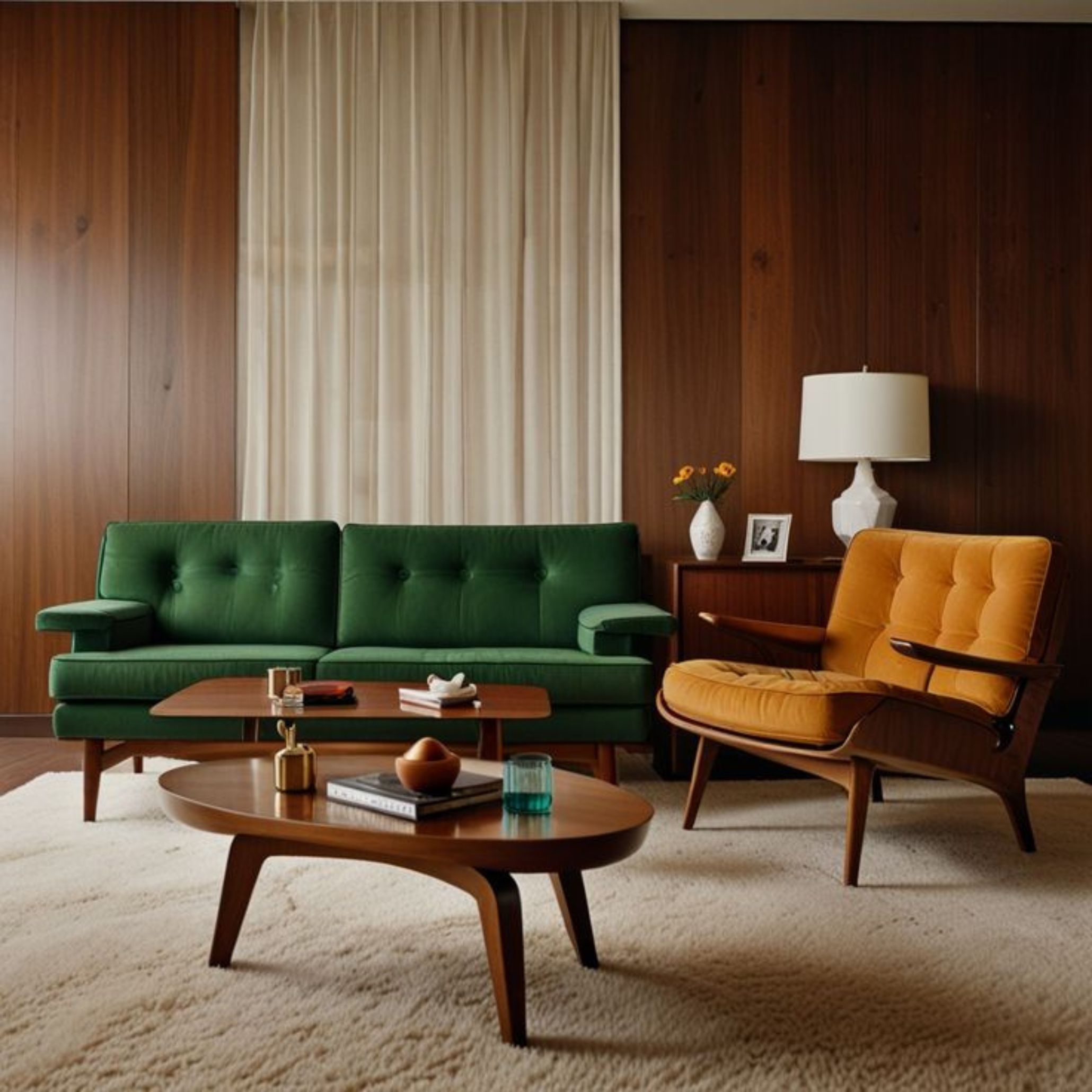 Sala de Estar com Mobiliário de Estilo Retro