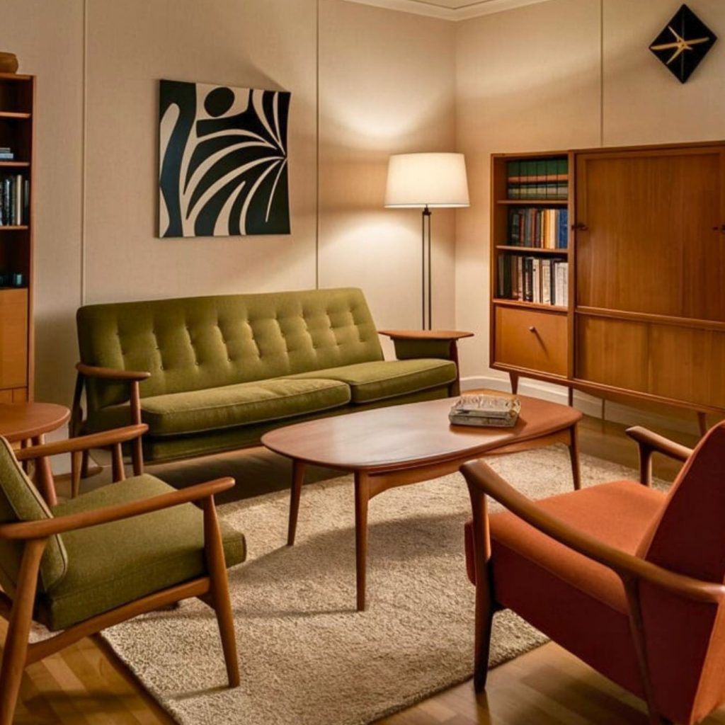 Decoração sala inspirada no estilo retro.