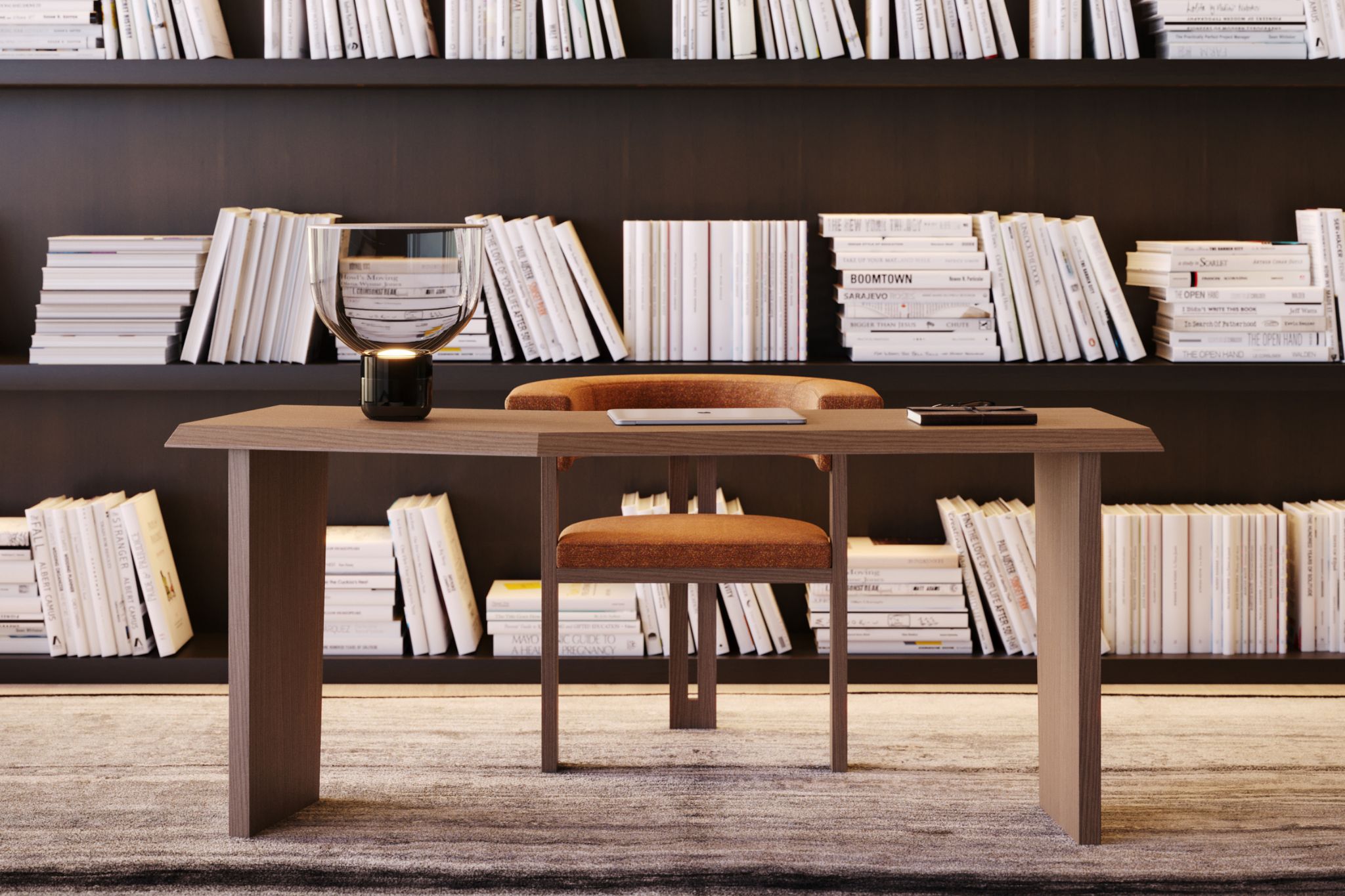 Mobiliário de escritório pensado para um home office elegante.