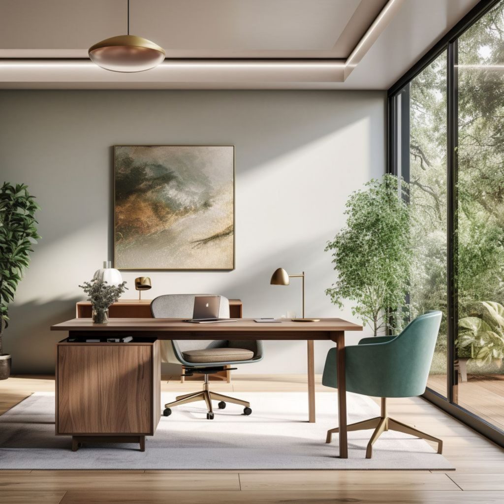 Design biofílico no espaço de home office.