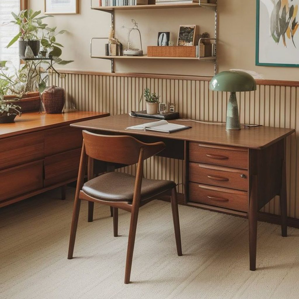 Mobiliário de escritório em estilo retro.