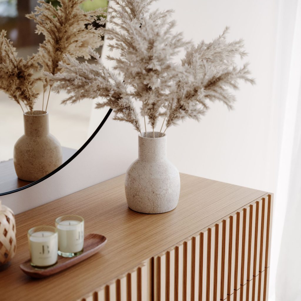 Cómoda moderna, feita em madeira maciça.