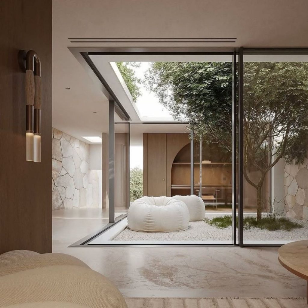 Sala de estar que respeita as regras do feng shui no design de interiores.