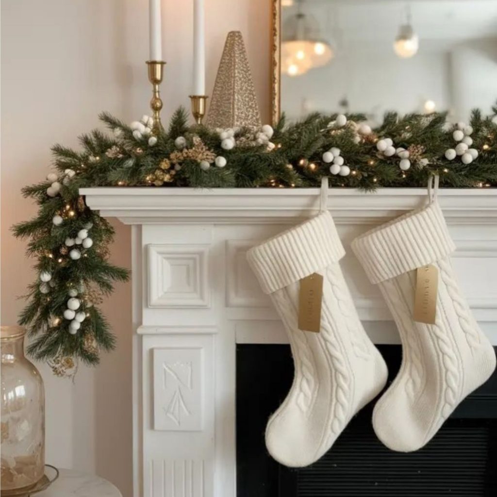 Decoração para lareira que capta o espírito do natal.