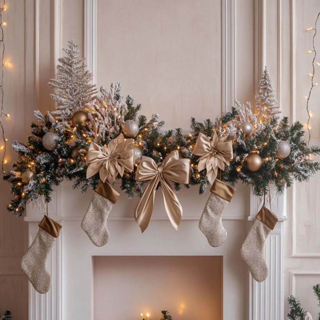 Decoração para lareira em estilo glam.