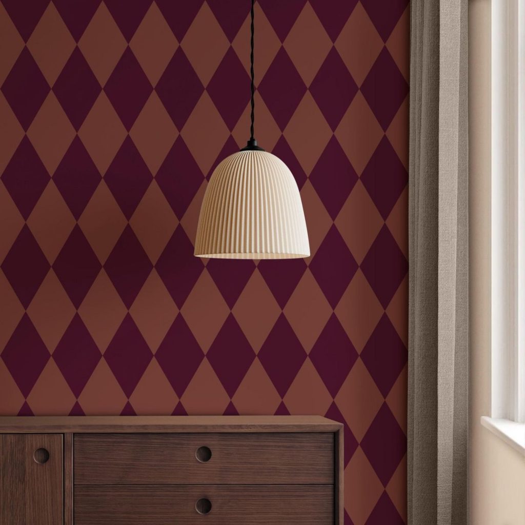 Padrão Arlequim como uma das tendências de design de interiores para 2026.