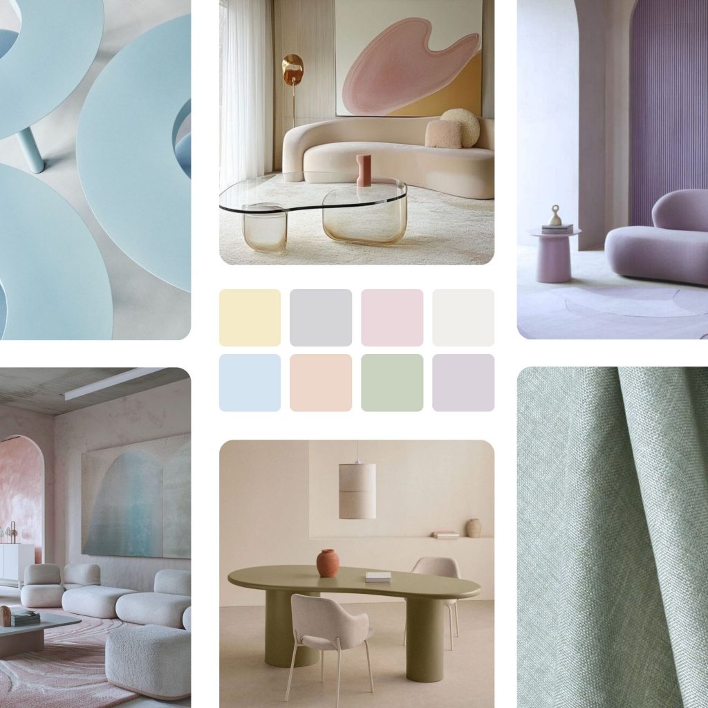 Cor do ano pantone conjugada com uma paleta de tons pastel.