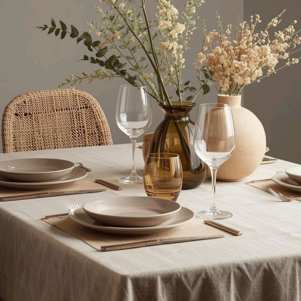 Toalha de mesa de linho para elevar a decoração de mesa de jantar para o dia dos namorados.