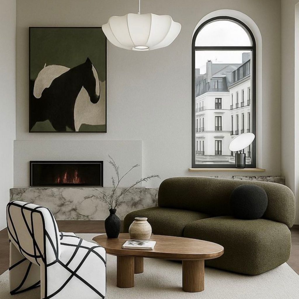 Uma sala de estar com caráter que prioriza o conforto sem comprometer a elegânica.