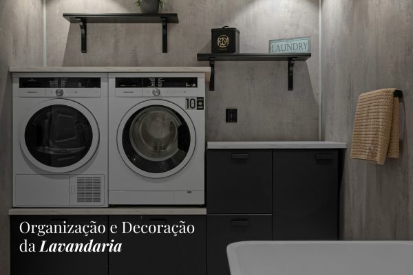 Organização e decoração da lavandaria com soluções funcionais e elegantes de design de interiores.