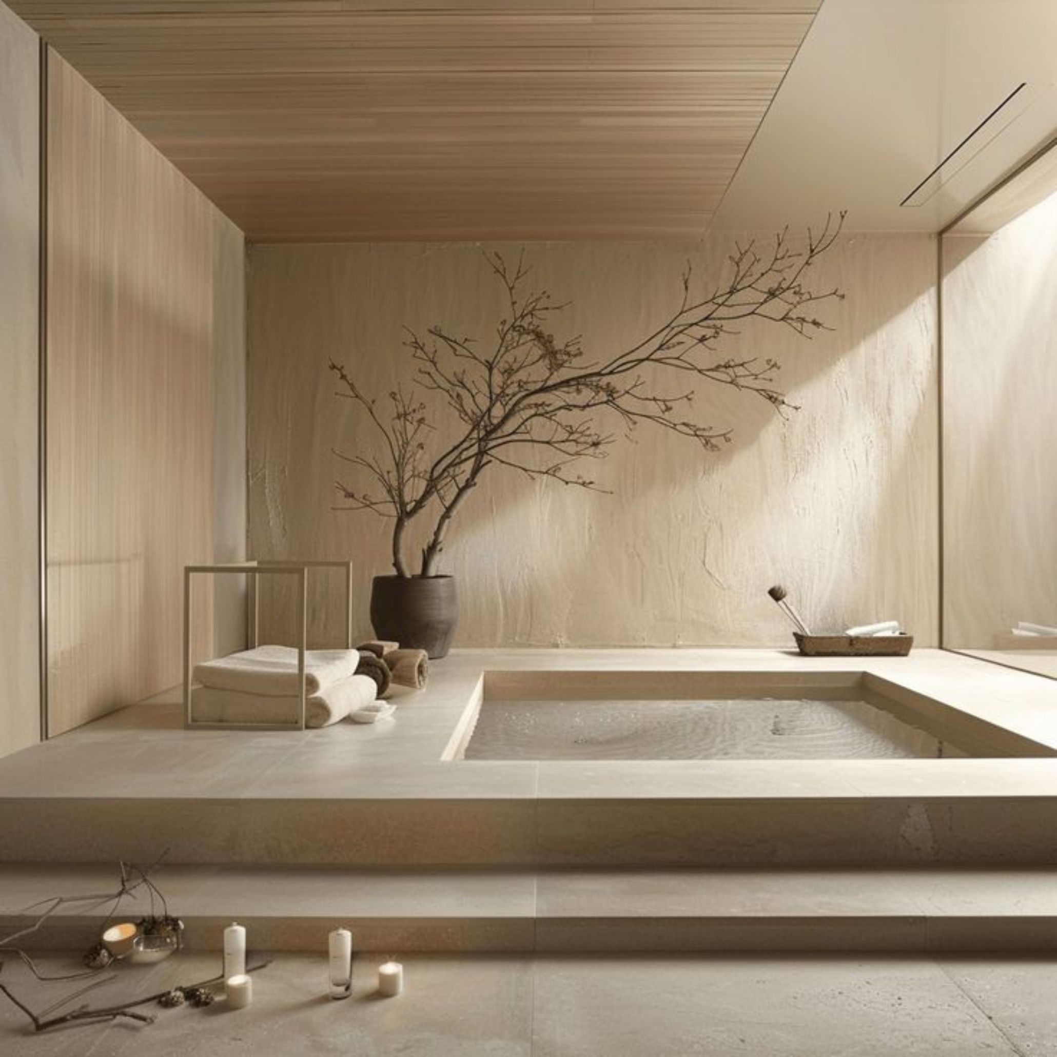 Spa minimalista que explora a psicologia das cores para criar calma, usando cores neutras que reforçam bem‑estar e ilustram como a psicologia das cores influencia a atmosfera dos ambientes.