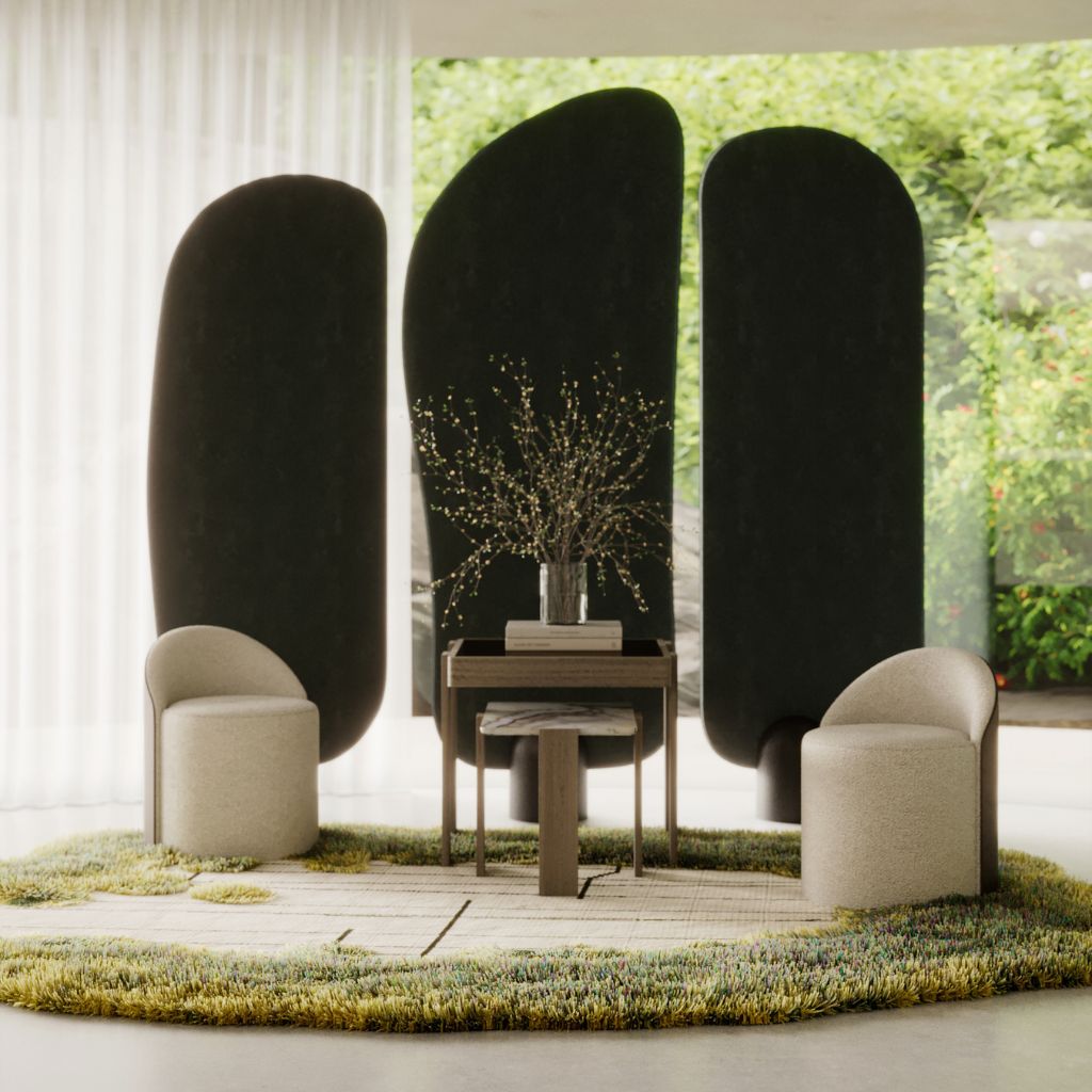 jota-barbosa-interiors-biombo-stone-001 O conjunto de Biombo em tom escuro cria profundidade e enquadra a zona de estar, reforçando a intenção de Decoração com impacto visual. A estrutura sólida aproxima a peça do universo Biombo madeira, enquanto a escala generosa remete para a presença de um Biombo Exterior reinterpretado num contexto interior. A textura do Biombo acrescenta contraste, integrando-se numa Decoração que valoriza materiais naturais e a força escultórica do Biombo madeira, mantendo a versatilidade associada ao conceito de Biombo Exterior.