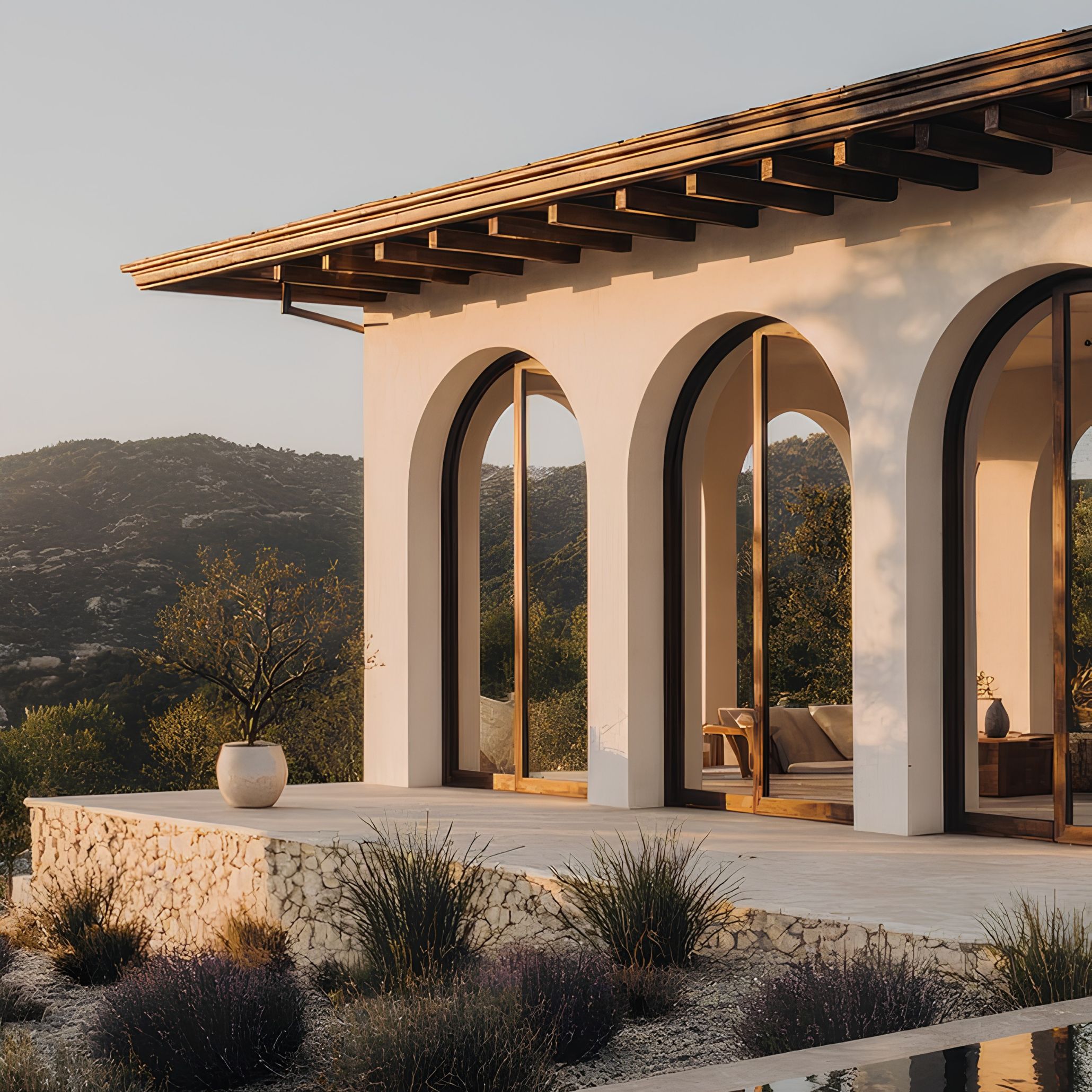 Arquitetura luminosa que evoca a serenidade de uma casa de verão, integrada na vibração da decoração de verão e na paleta das cores de verão, refletindo a estética das casas modernas e sugerindo ambientes de decoração de interiores que dialogam com princípios de design de interiores; As janelas em arco reforçam a presença de uma casa de verão, articulando elementos de decoração de verão com nuances das cores de verão, criando continuidade com o estilo das casas modernas e com a linguagem de decoração de interiores aplicada ao design de interiores; A luz quente intensifica a atmosfera de uma casa de verão, evocando o espírito da decoração de verão e a suavidade das cores de verão, alinhando-se com o conforto das casas modernas e com a estética descontraída da decoração de interiores que inspira o design de interiores; A vegetação envolvente reforça novamente a imagem de uma casa de verão, remetendo para o ambiente da decoração de verão e para a naturalidade das cores de verão, criando paralelos com o carácter das casas modernas e com os detalhes de decoração de interiores que moldam o design de interiores; O enquadramento final celebra a autenticidade de uma casa de verão, a vibração da decoração de verão, a harmonia das cores de verão, a estética das casas modernas, a intenção da decoração de interiores e a inspiração contínua do design de interiores.