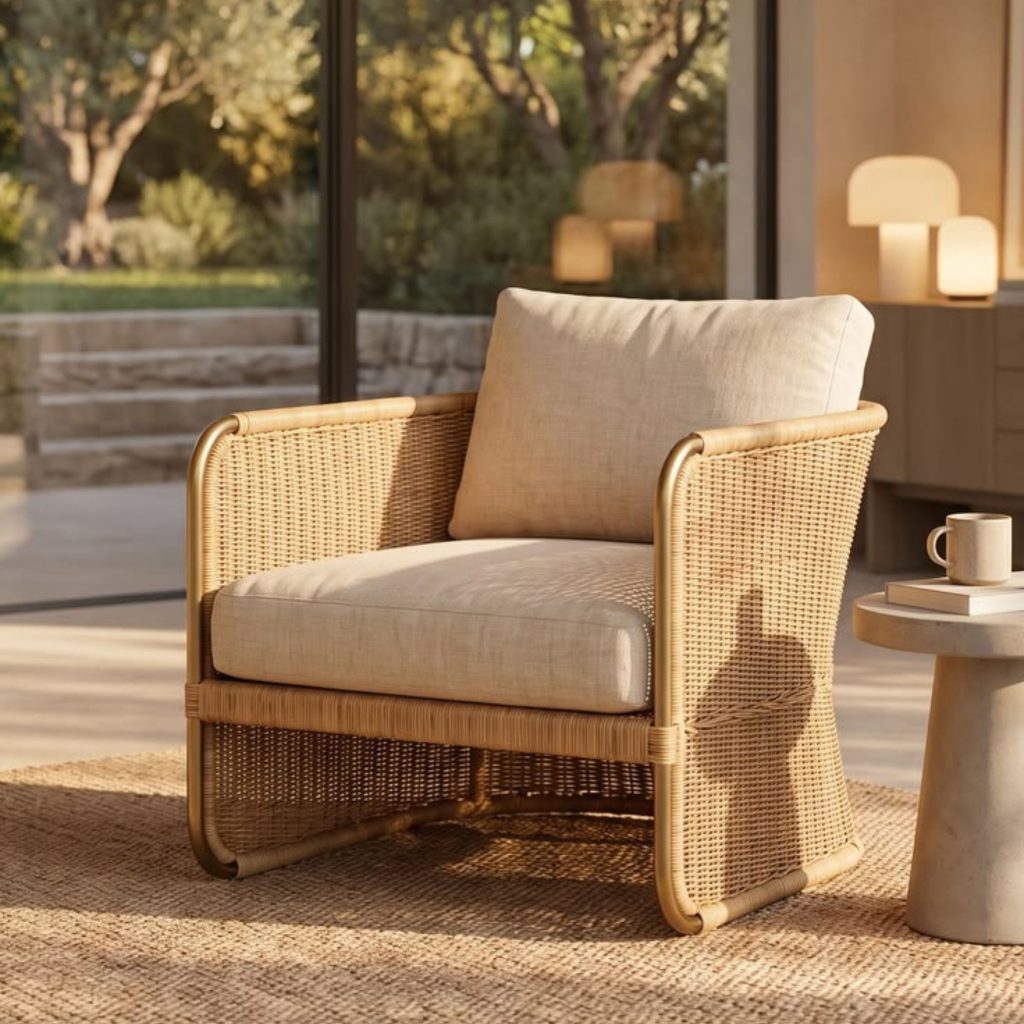 Espaço luminoso que traduz a essência de uma casa de verão, integrado na atmosfera da decoração de verão e na paleta das cores de verão, refletindo o carácter das casas modernas e sugerindo ambientes de decoração de interiores que dialogam com princípios de design de interiores; A cadeira em rattan reforça a presença de uma casa de verão, articulando elementos de decoração de verão com referências às cores de verão, criando continuidade com o estilo das casas modernas e com a vibração da decoração de interiores aplicada ao design de interiores; A mesa lateral minimalista intensifica a atmosfera de uma casa de verão, evocando o espírito da decoração de verão e a suavidade das cores de verão, alinhando-se com o conforto das casas modernas e com a estética descontraída da decoração de interiores que inspira o design de interiores; As portas envidraçadas reforçam novamente a imagem de uma casa de verão, remetendo para o ambiente da decoração de verão e para a naturalidade das cores de verão, criando paralelos com o carácter das casas modernas e com os detalhes da decoração de interiores que moldam o design de interiores; O enquadramento final celebra a autenticidade de uma casa de verão, a vibração da decoração de verão, a harmonia das cores de verão, a intenção das casas modernas, a sensibilidade da decoração de interiores e a inspiração contínua do design de interiores.